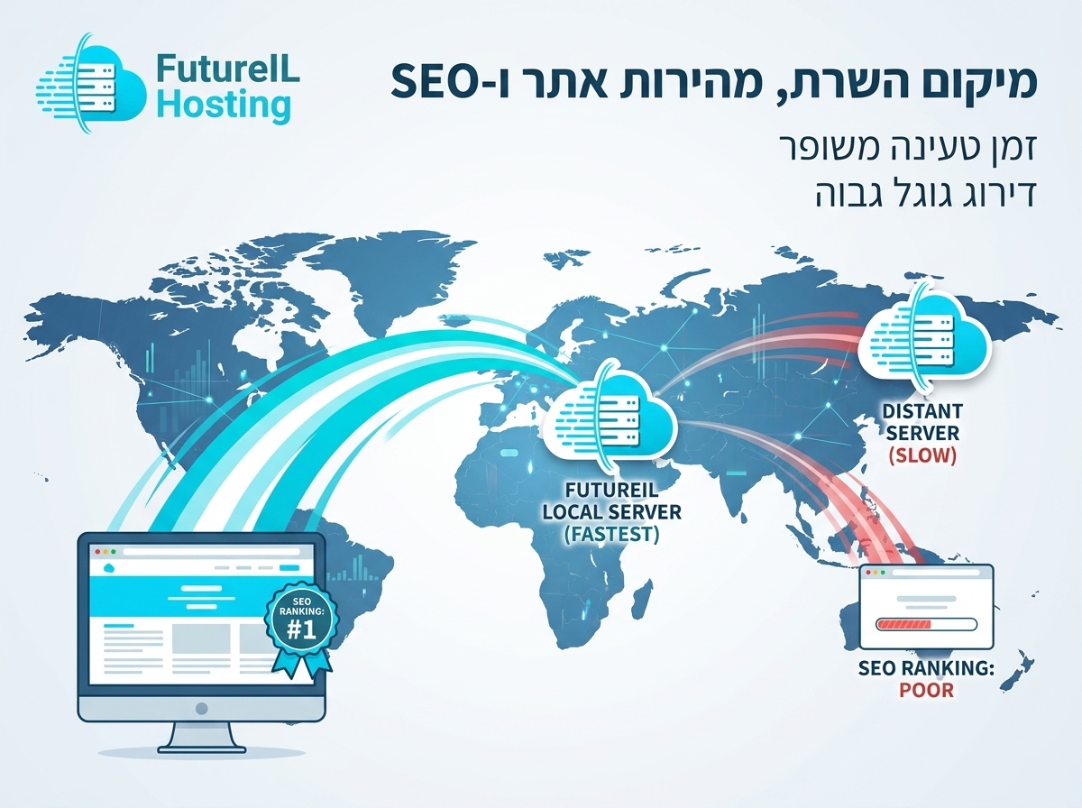איך מיקום השרת משפיע על מהירות טעינה ו-SEO